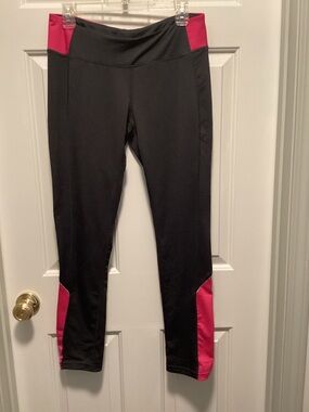 Black Leggings with Magenta Accent Panels